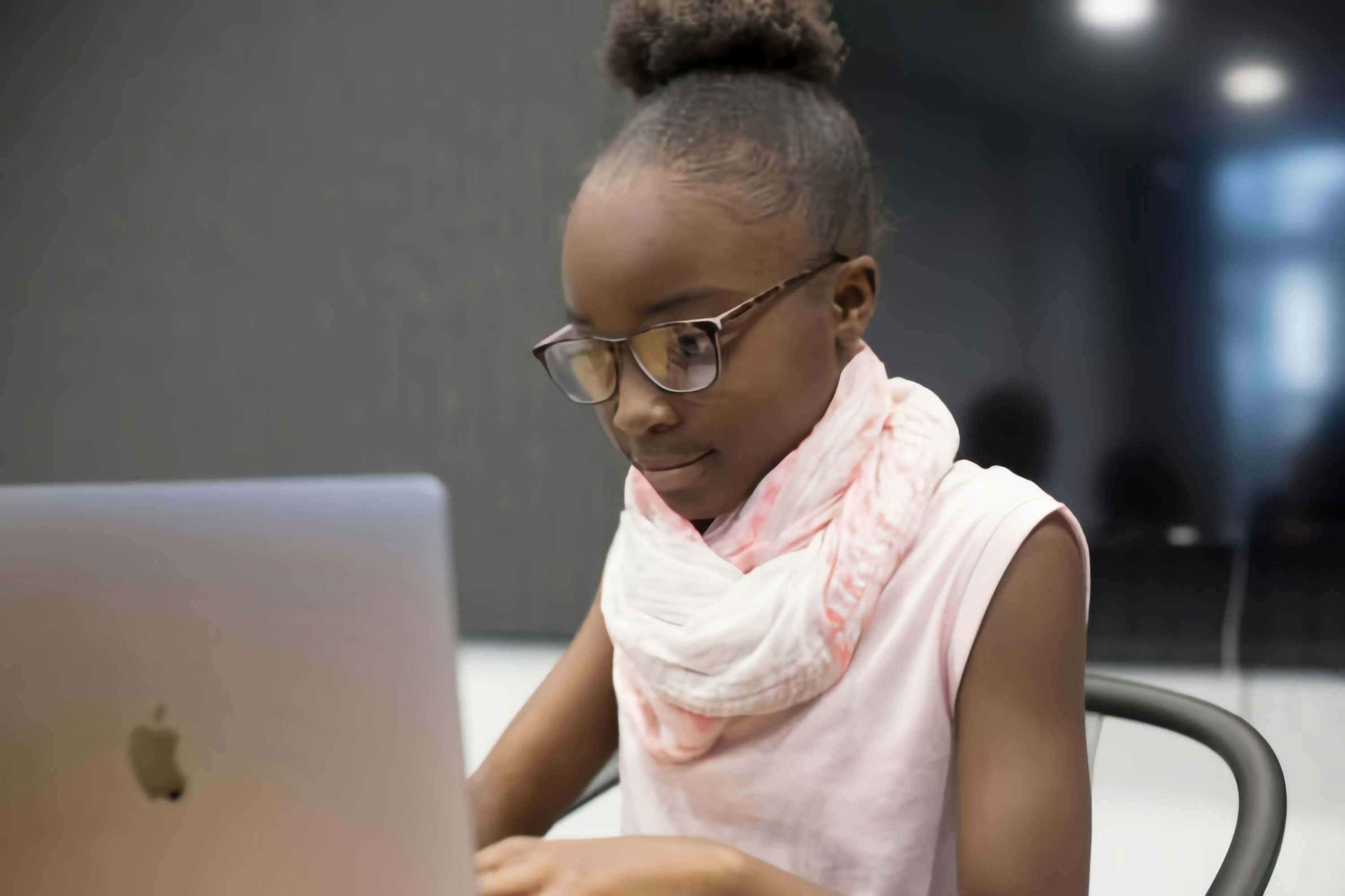 Students using donated laptops